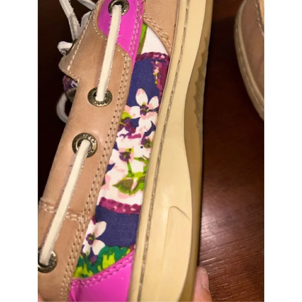 Sperry topsider bluefish leather linen rose boat shoes size 6